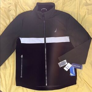 Nautica Black and White Performance Jacket Sporty Design